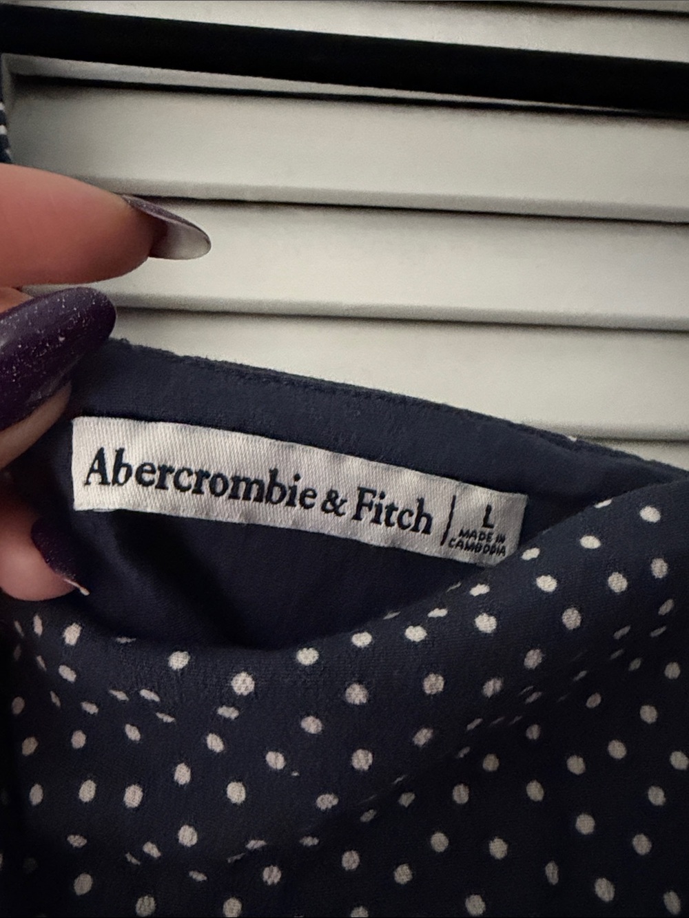 Abercrombie & Fitch Navy Polka Dot Square Neck drop waist Sundress Large - Picture 5 of 5